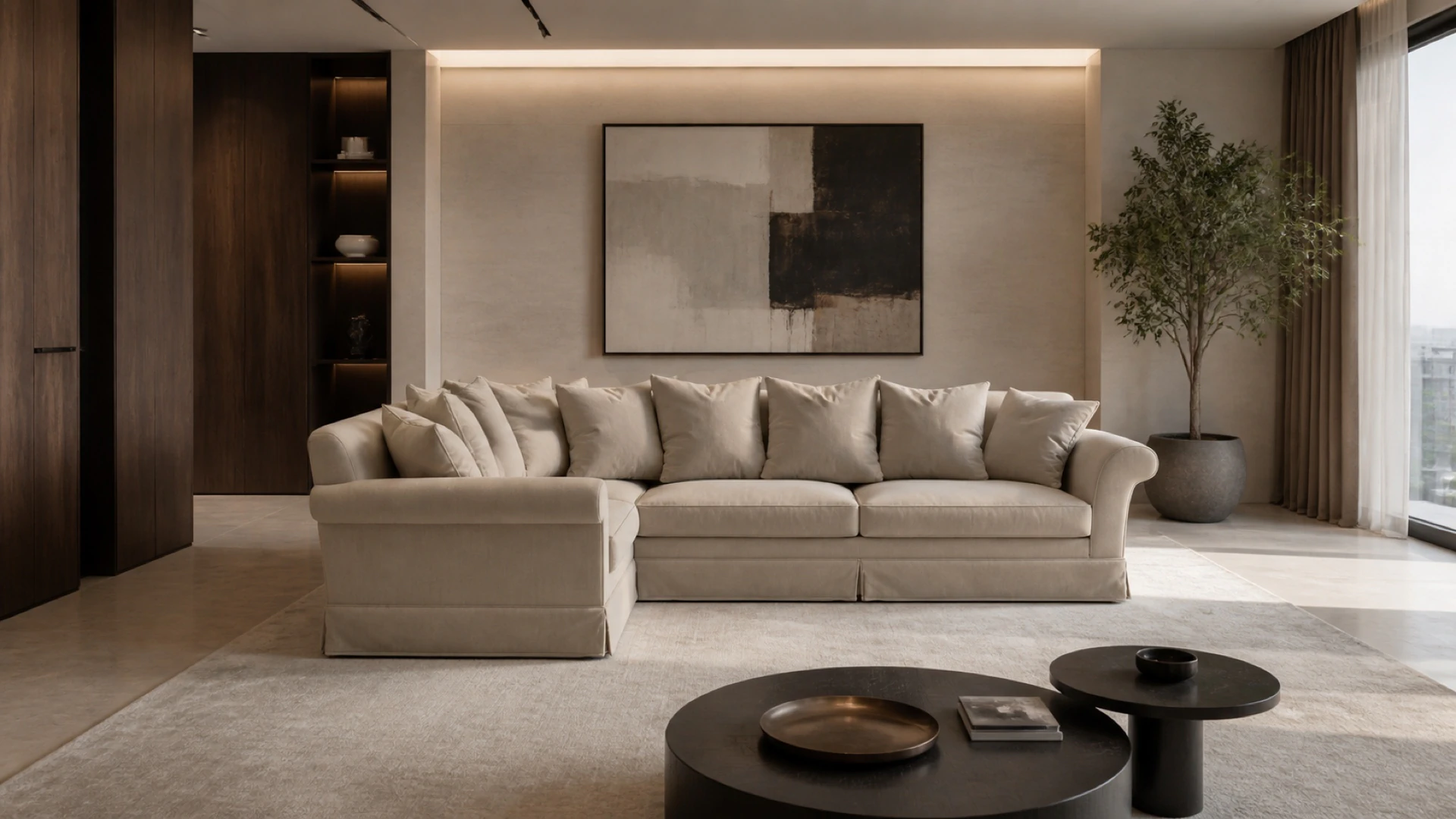 Диван угловой Luxury со спальным местом в интерьере