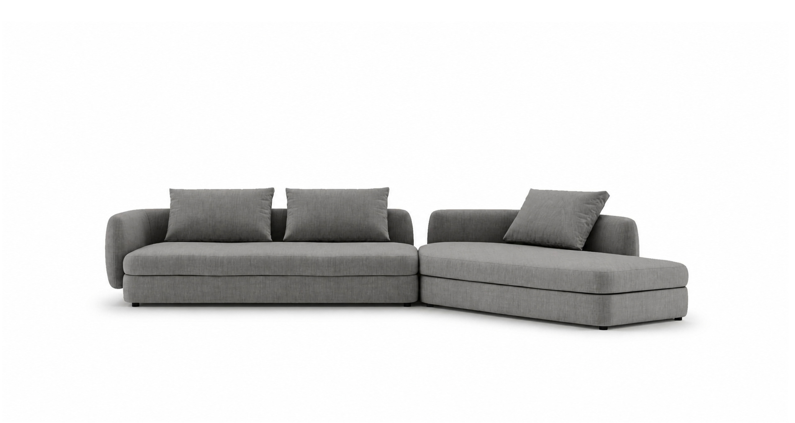 Угловой модульный диван Sydney со скруглёнными подлокотниками шириной 393 см и глубиной до 200 см, вид спереди